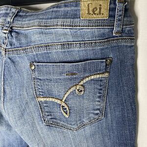 LEI Sophia Jeans Low Rise Flare Hiphugger Embroidered Pockets Womens Jr 13 L